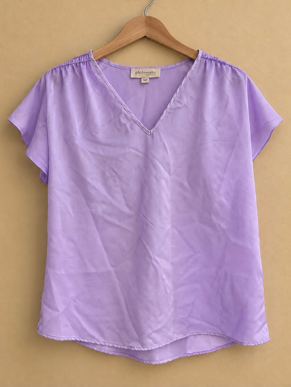 Philosophy Lilac V-Neck Short Sleeve Blouse